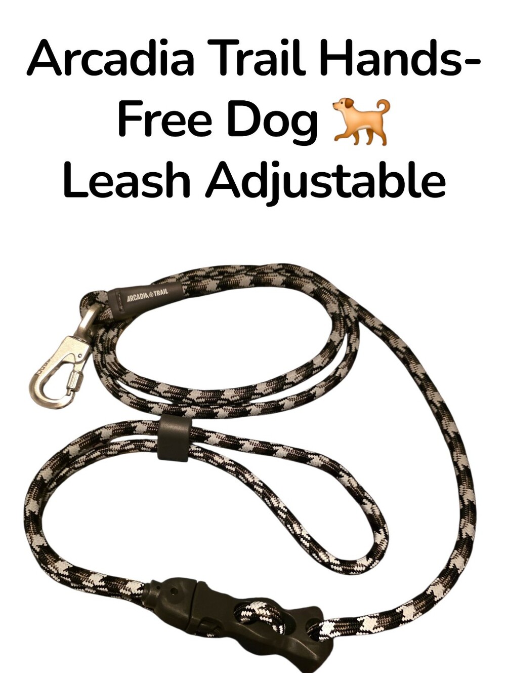 Arcadia Hands-Free Dog Leash - Black & White Adjustable